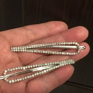 New_  Set of 2 _ Silver Rhinestone Hair Pins